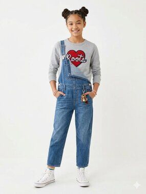 ROOTS KIDS Sweatshirt with Red Heart Roots Patch | XXL/13-14 YRS